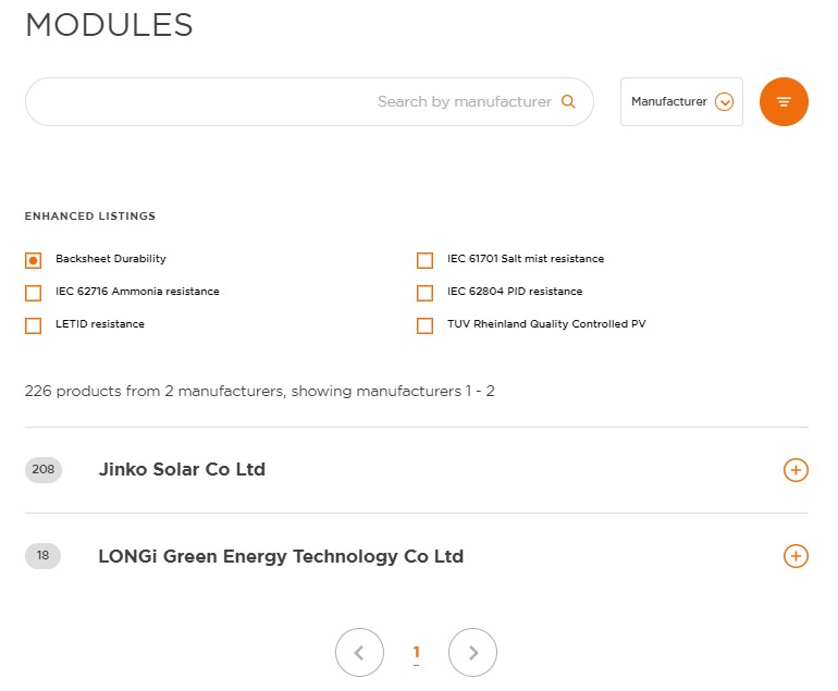 Screenshot of CEC website showing high-quality, reliable panels not Cheap Solar Panels